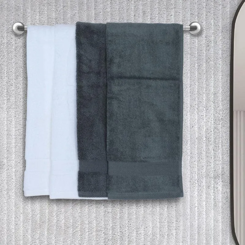 Miorah Hand Towel (White & Grey) - Set Of Four media 1
