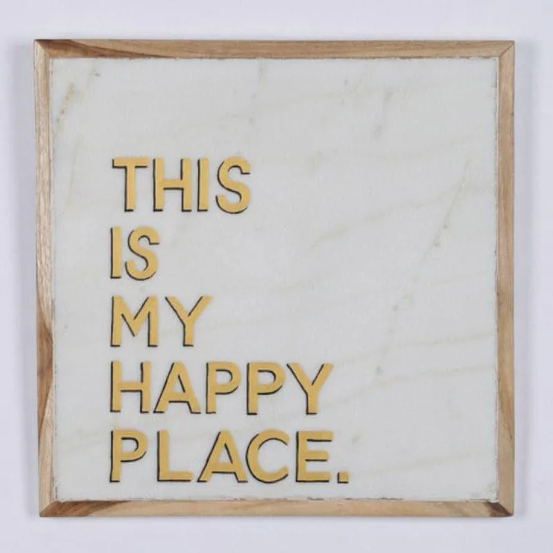 This Is My Happy Place Hand Painted Marble Wall Accent media 3