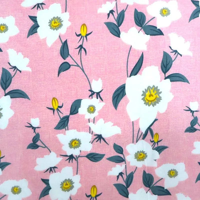 Leena Floral Microfiber Bedsheet (Pink) - 110 GSM media 5