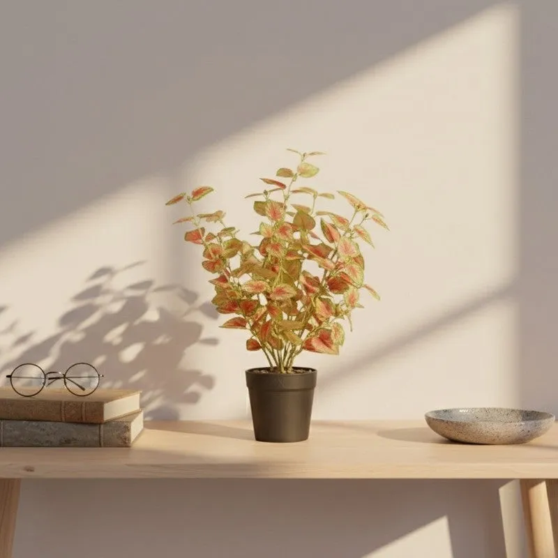 Artificial Natural Looking Coleous Big Plant With Black Fiber Pot (Brown) - 1.4 Feet media 5