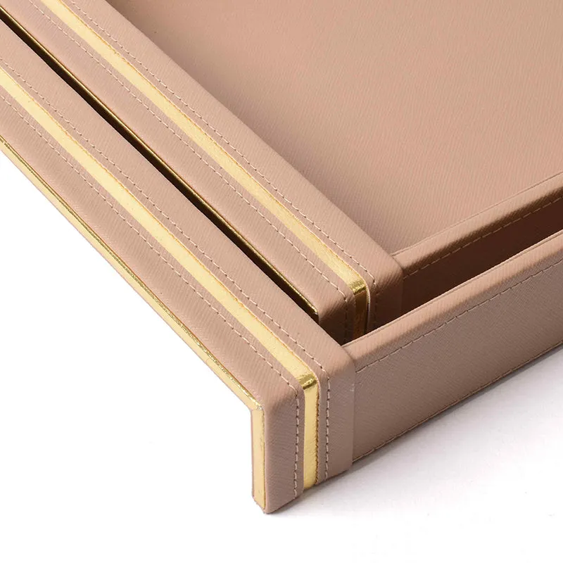 Ceastra Faux Leather Serving Tray - Beige media 5