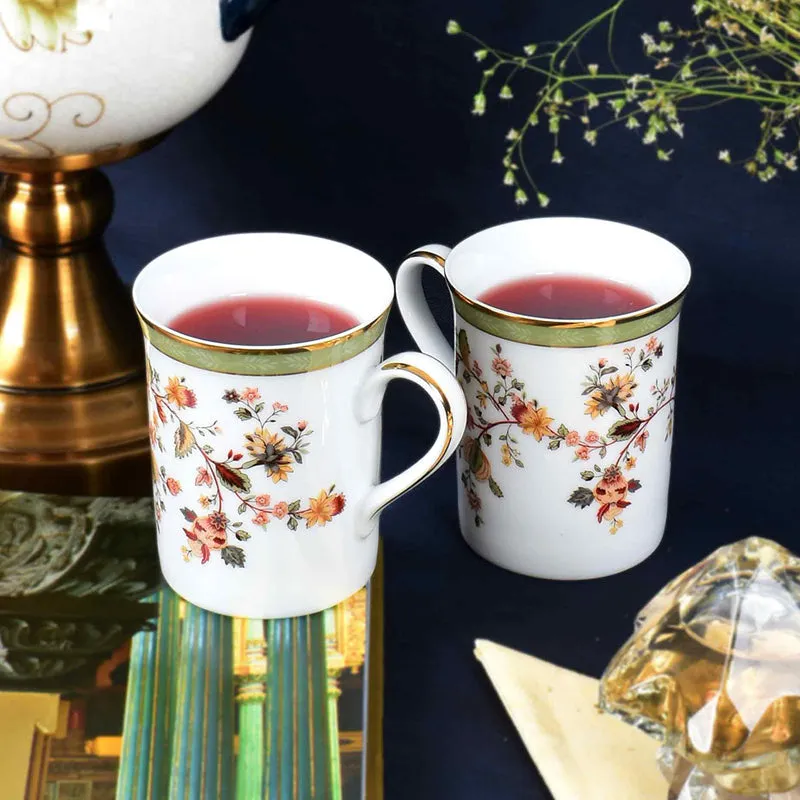 Painted 24k Gold Brushed Porcelain Coffee Mug (300 mL Each) - Set of Two media 4