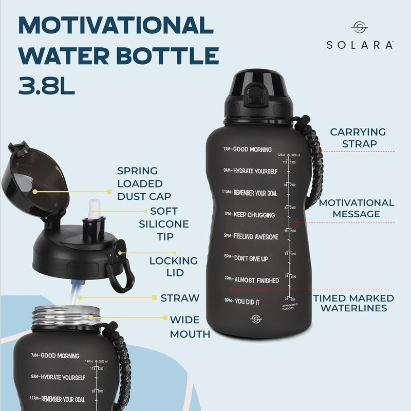 Solara Siply Plastic Water Bottle (3800 mL) - Black media 5