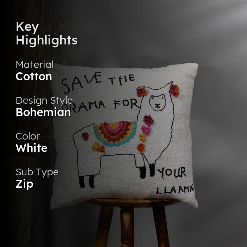 Drama Llama Embroidered Cushion Cover media 2