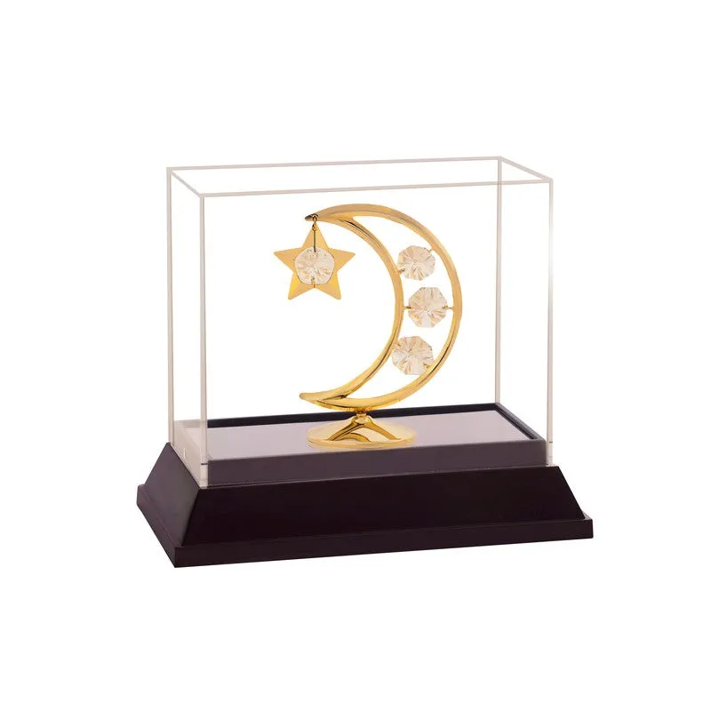 Silver Cresent 24K Gold Plated Mild Steel Showpiece media 4