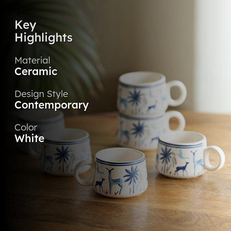 Cerva Ceramic Tea Cup (150 mL Each) -  Set of Six media 2