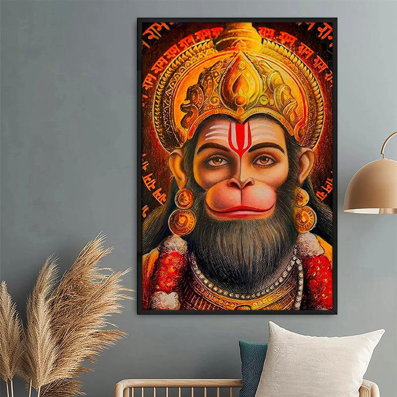 Hanuman's Gaze Wall Painting With Frame