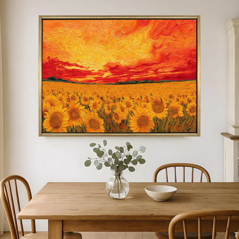 Floral Inferno Canvas Wall Painting With Frame