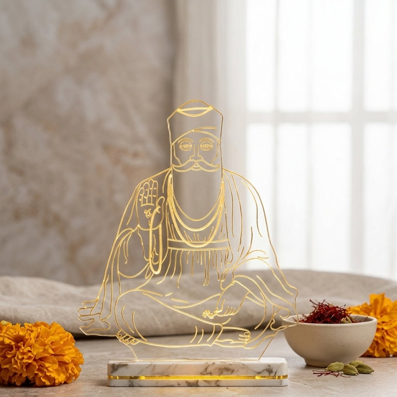 Guru Nanak Ji Acrylic Table Lamp - Transparent media 3