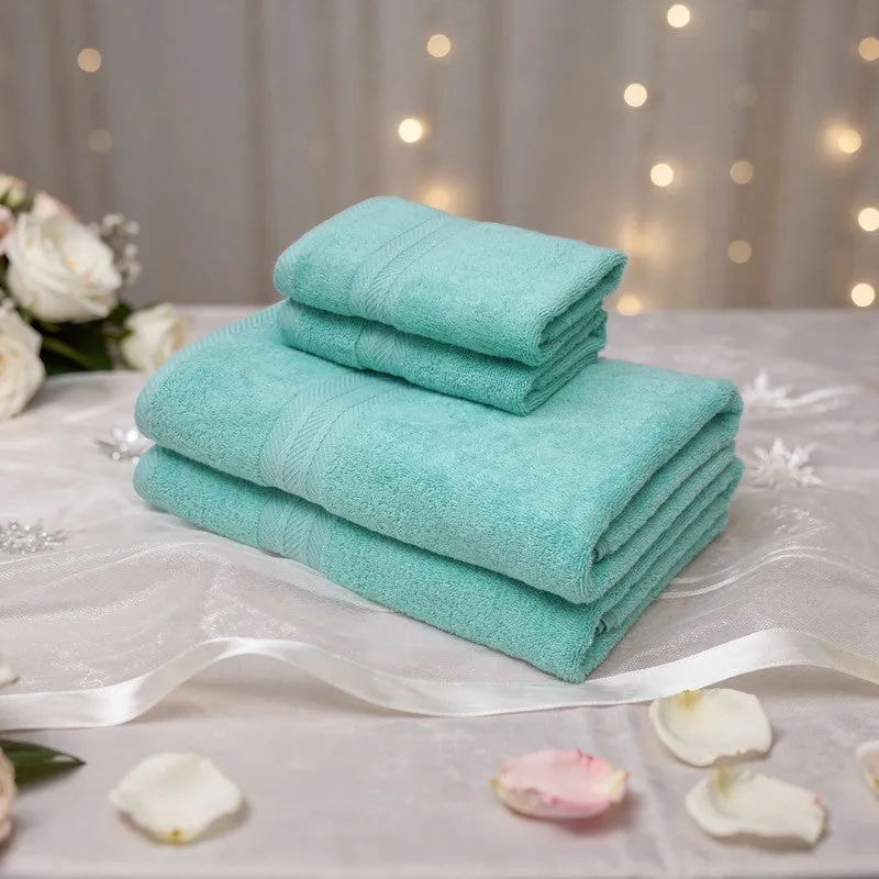 PlushAura Cotton Towel Sets (Aqua) - Set of Four media 3