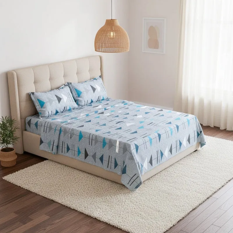 Arrow Truce Cotton Bedsheet (Blue) - 144 TC media 1