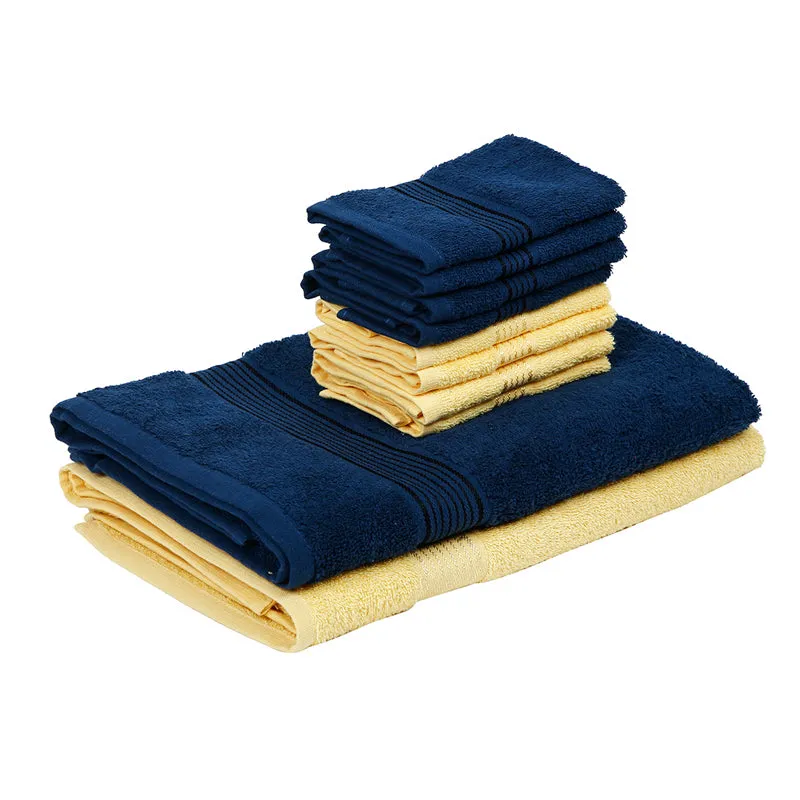 Comfora Bath & Face Towel Set (Blue,Yellow) - Ten Piece Set media 4