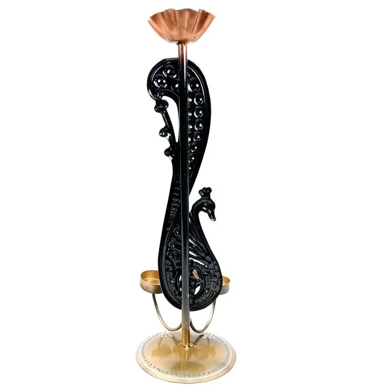 Peacock Majesty Quad Slot Iron Tea Light Candle Holder media 6