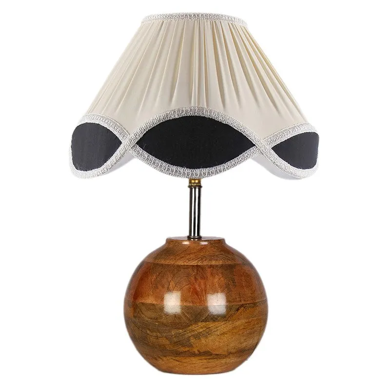 Aurivelle Cotton Table Lamp With Wooden Base - White media 3