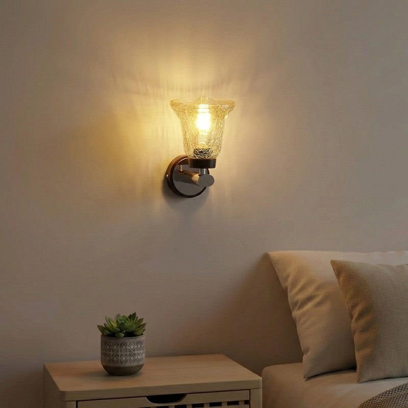 Aeris Crystal Flare Silver Base Glass Wall Lamp