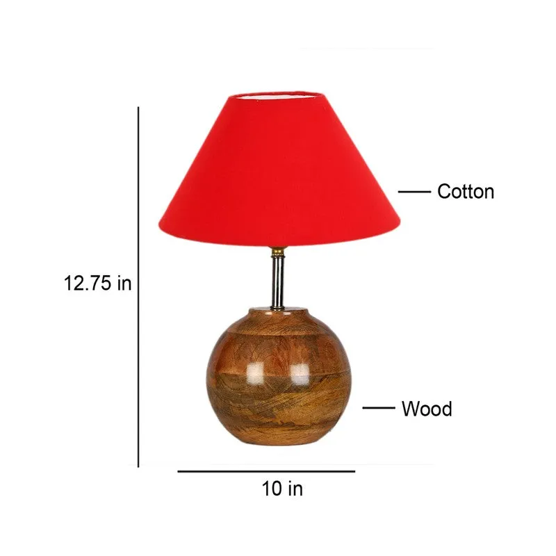 Auryon Cotton Table Lamp With Wooden Base - Red media 7