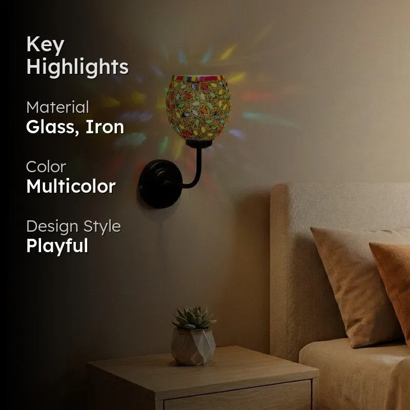 Colorfull Pebble Mosaic Arc Glass Wall Lamp - 2