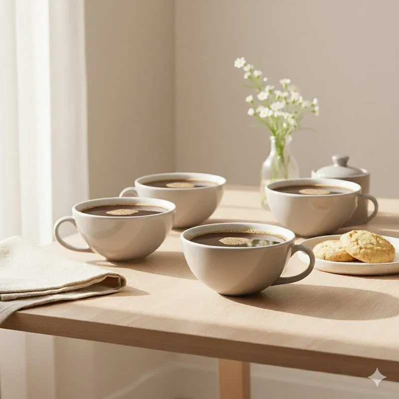Nova Ceramic Tea Cup (240 mL Each) - Set Of Four media 1