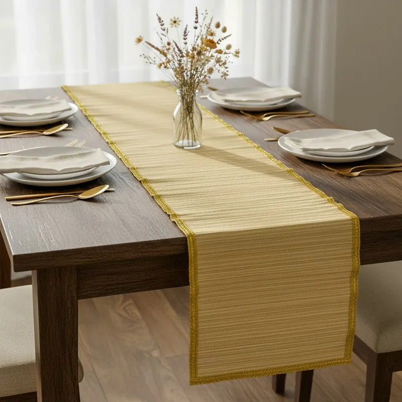 Dining Flow Bamboo Table Runner - Beige,Gold media 1