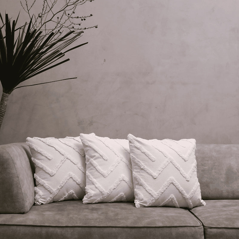 Cushy Peaks Tufted Cushion Cover (Ivory) - Set Of Three