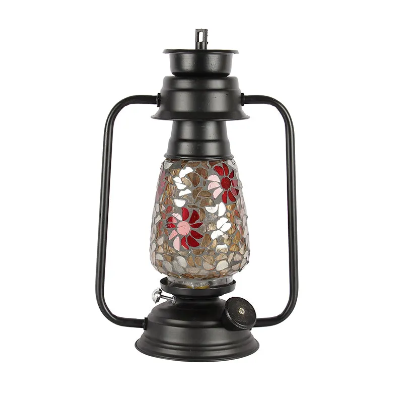 Phoolkari Mosaic Lantern Iron & Glass Table Lamp - Multicolor media 4