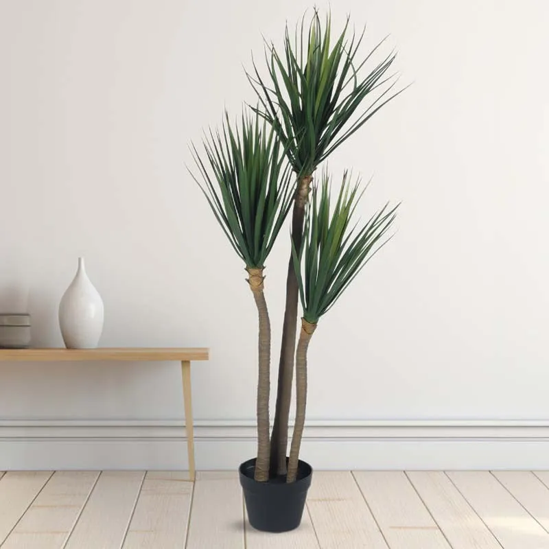 Faux Lush Yucca Plant With Black Plastic Pot - 4 Feet media 3