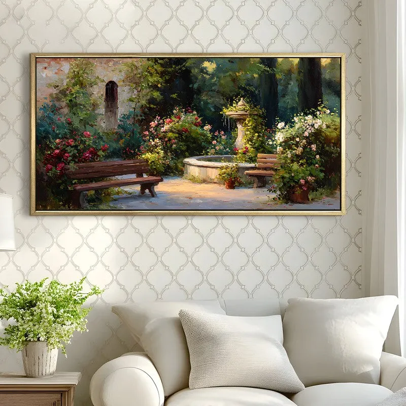 Fountain Reverie Canvas Wall Painting With Frame media 4
