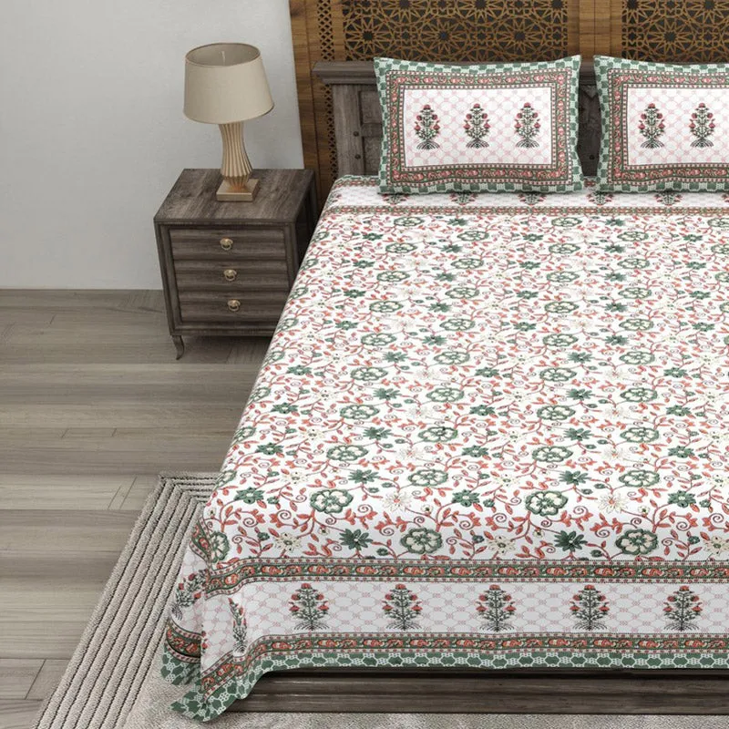 Gridon Cotton Bedsheet (White,Rust) - 240 TC media 3