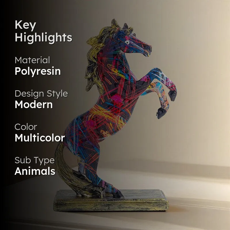 Colorful Rearing Horse Showpiece - Multicolor media 2