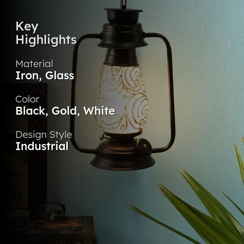 Saagar Mosaic Lantern Iron Wall Lamp - Black media 2