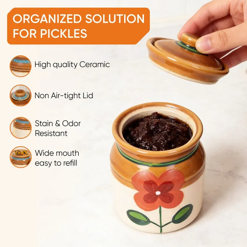 Achaari Ceramic Jar with Stand -Three Piece Set media 9