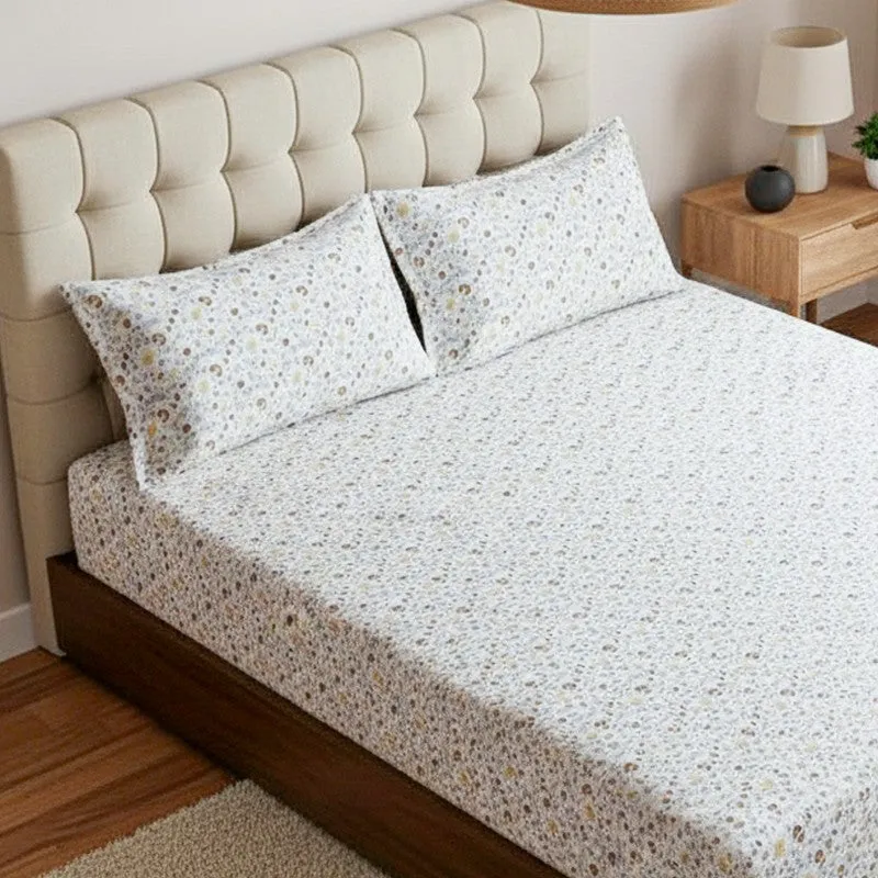 Avani Floral Cotton Bedsheet (Yellow) - 180 TC media 3