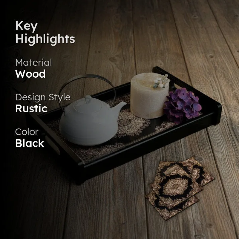 Opulen Serving Tray with 4 Coasters - Five Piece Set media 2