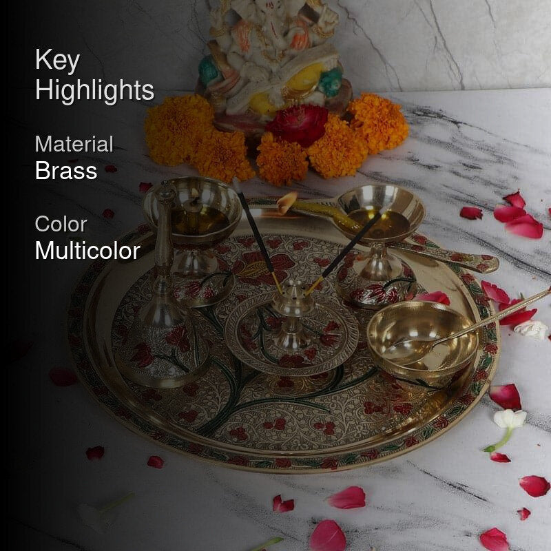 Brass Meena Pooja Thali - Set Of Six media 2
