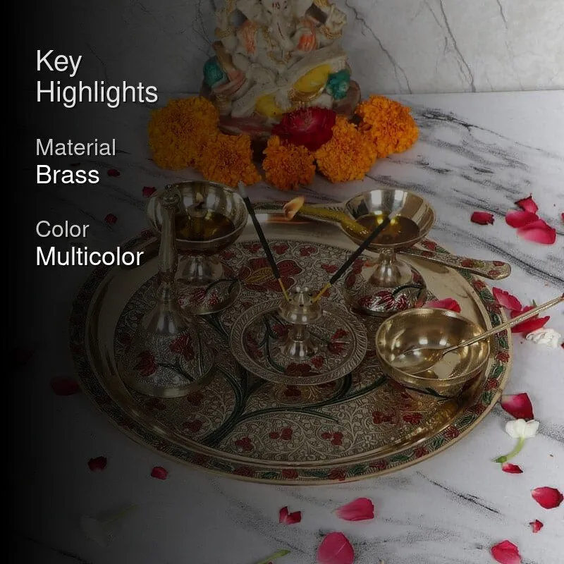 Brass Meena Pooja Thali - Set Of Six media 2