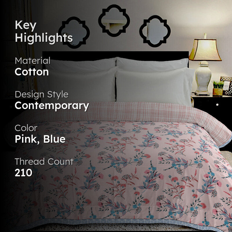 Phiranga Floral Cotton Dohar (Pink) - 210 TC media 2