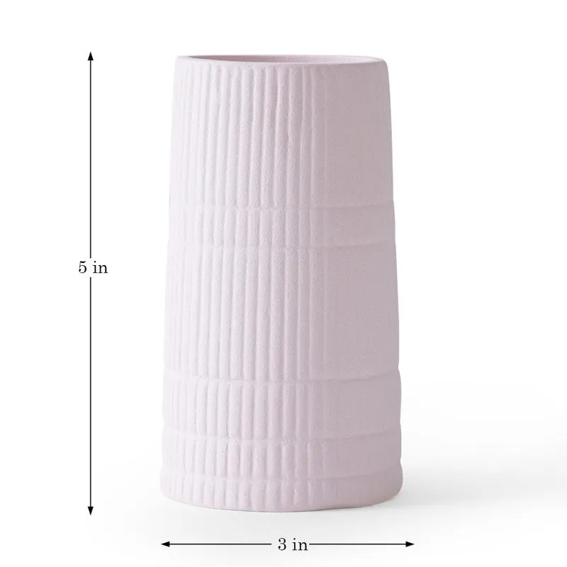 Blush Ribbed Ceramic Vase media 10