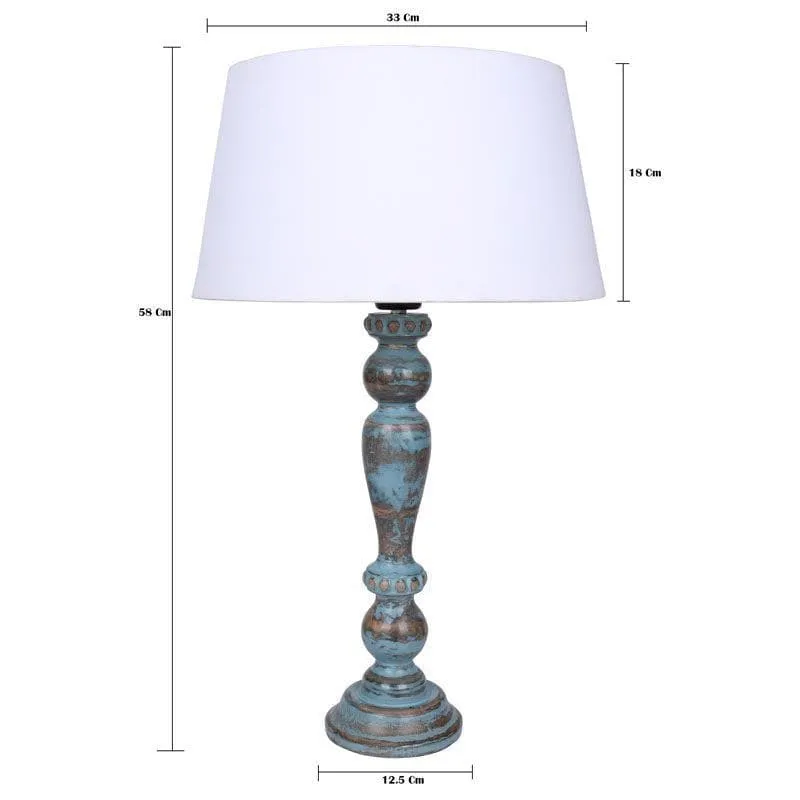 Amaya Fabric Table Lamp With Drum Shade - White,Blue media 5