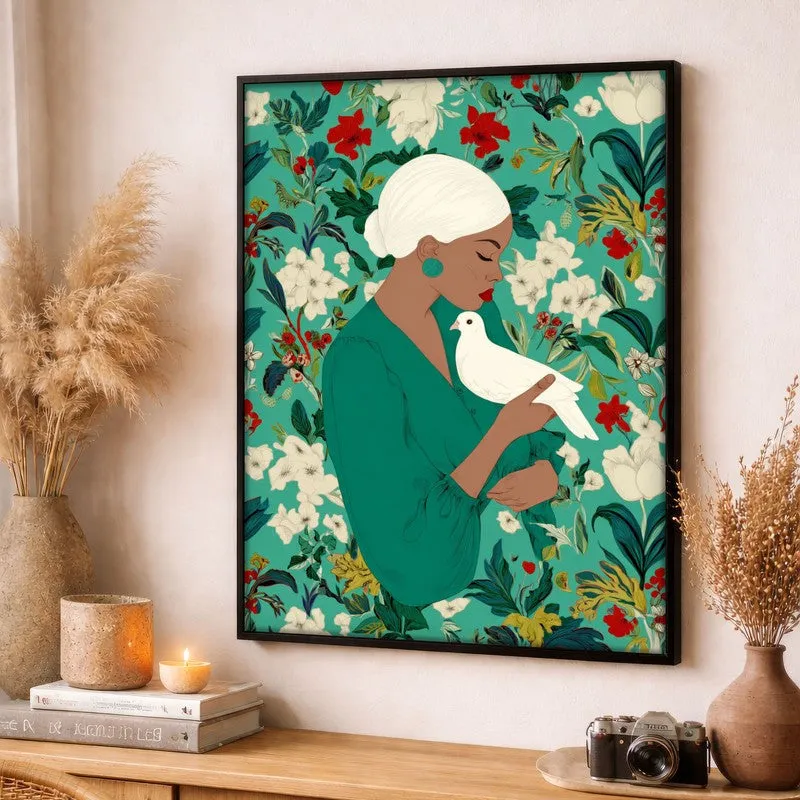 The Doves Whisper Canvas Wall Painting - Black Frame media 3
