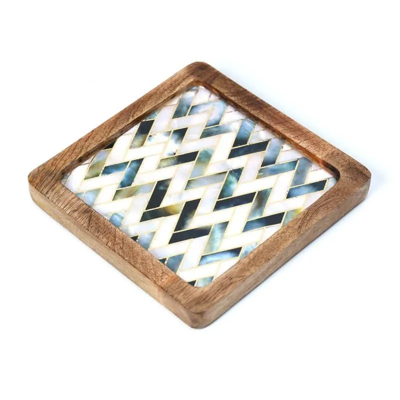 Imara Zig Zag Square Mangowood Wood Platter media 3