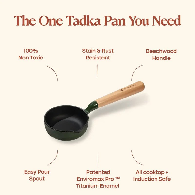 Cumin Co Enamel Cast Iron Tadka Pan (250 mL) - Green media 7