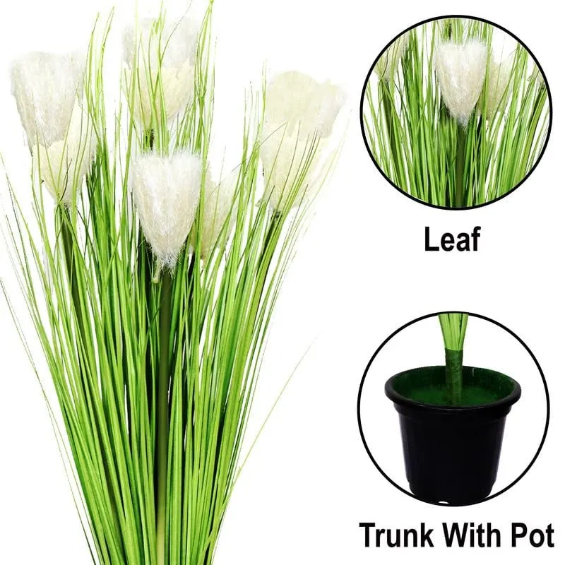 Fernelle Artificial Grass bunch With Black Plastic Pot - 2.5 Feet media 5