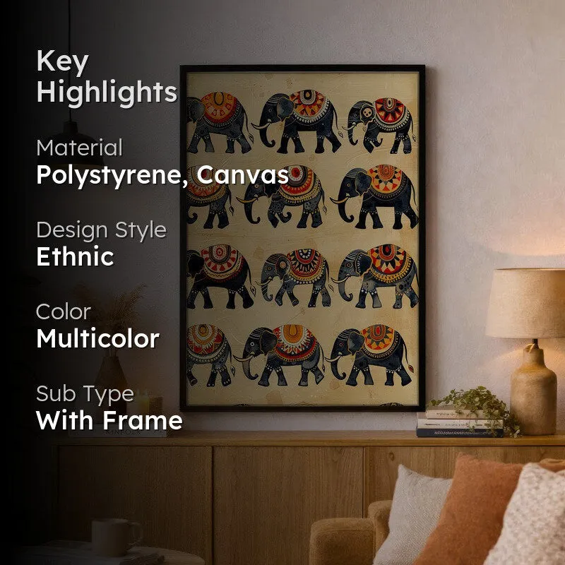 Hathira Canvas Wall Painting With Black Frame media 2