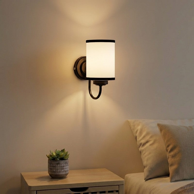 Cyluxe Monochrome Trim Cotton Wall Lamp