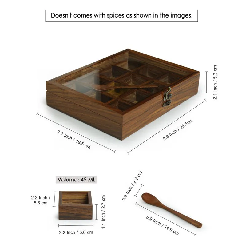 Masala Matrix Food Safe Sheesham Wood Masala Box - 45 ML media 7
