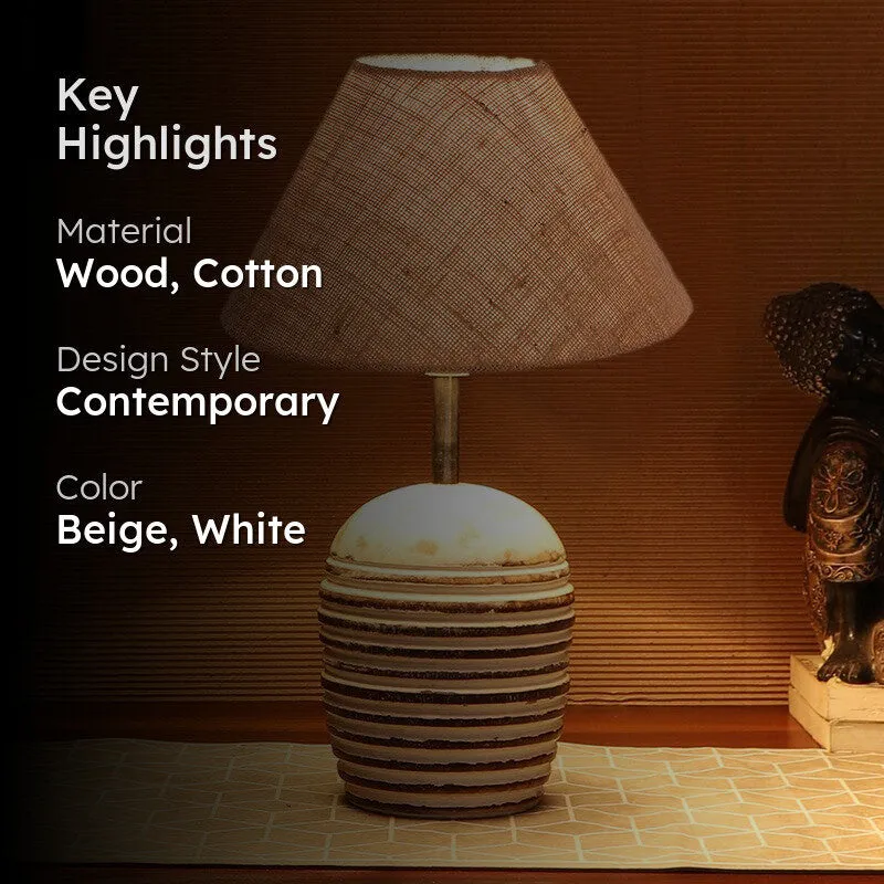 Lumexa Cotton Table Lamp With Wooden Base - Beige media 2