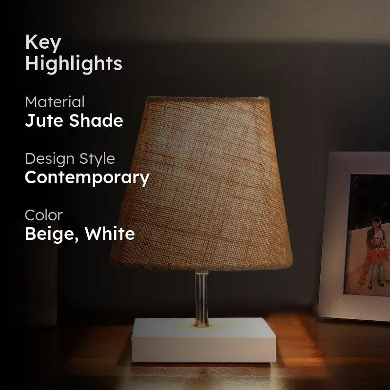 Alsa Jute Table Lamp - Beige,White media 2