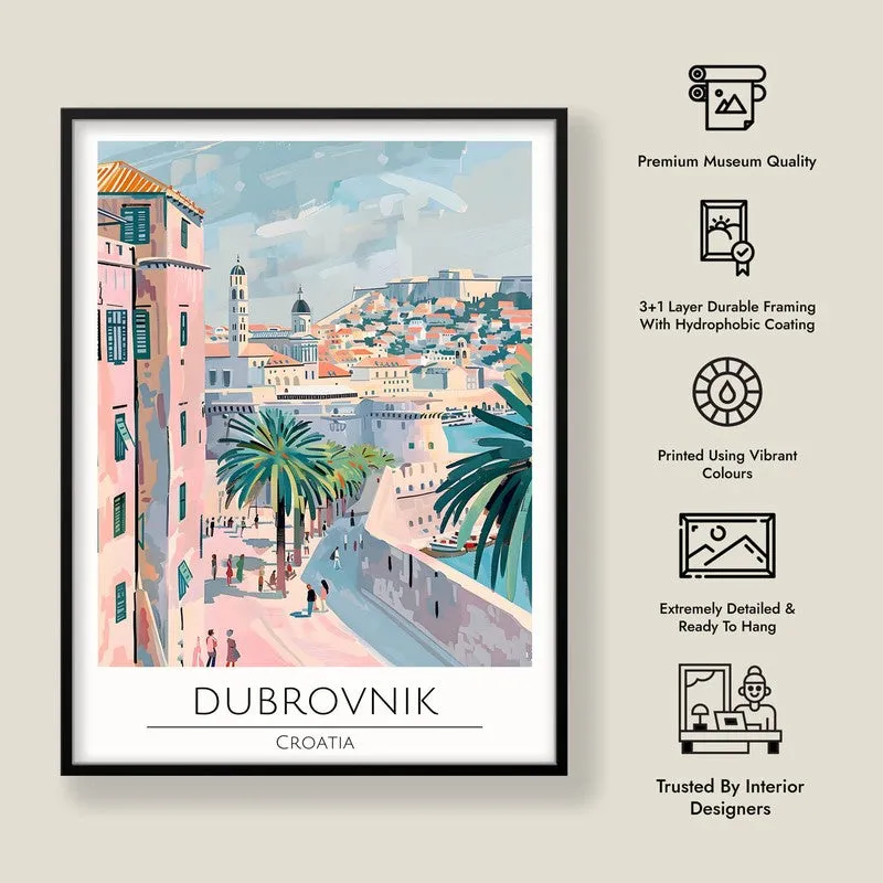 Vintage Dubrovnik Framed Canvas Wall Painting media 8