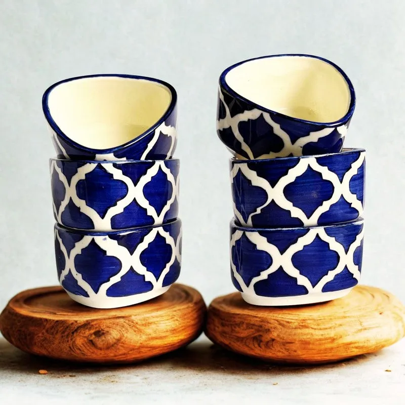 Servyx Ceramic Dip Bowls (Blue,White ,50 mL Each) - Set Of Six media 3