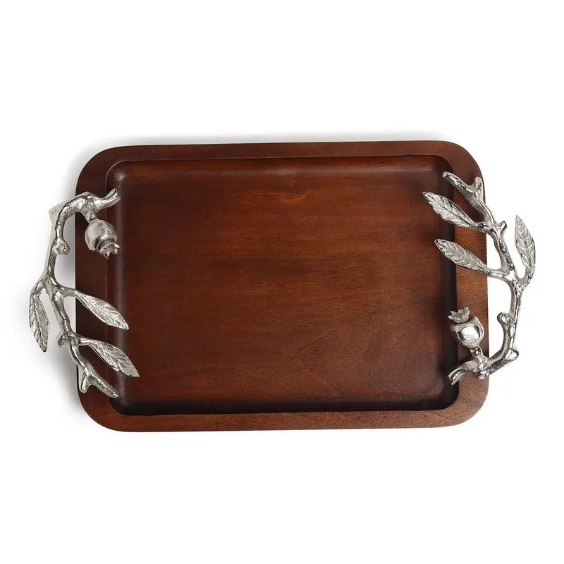Grain Edge Wood Serving Tray - Silver,Brown media 6